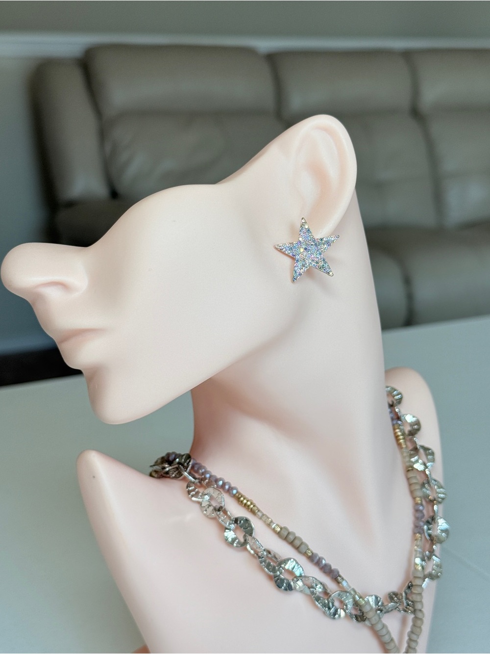 Starburst Crystal Stud Earrings in Iridescent White